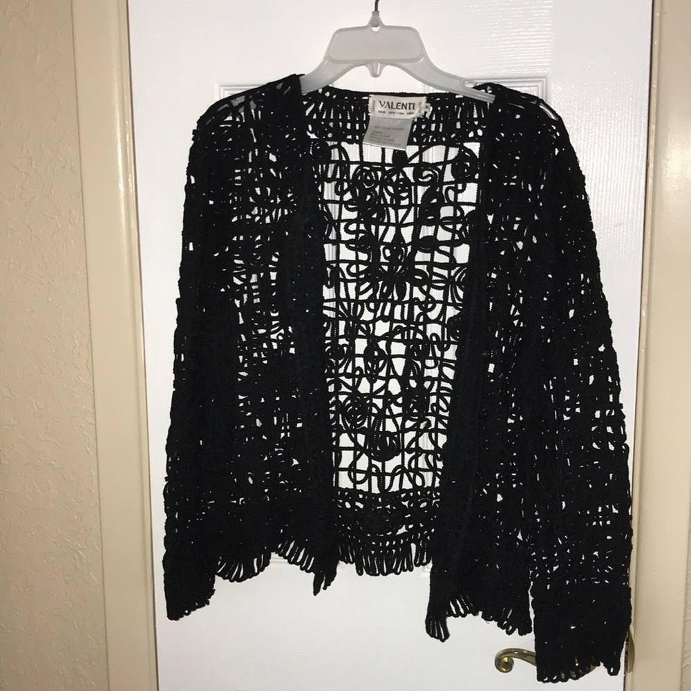 Valenti black crocheted cardigan